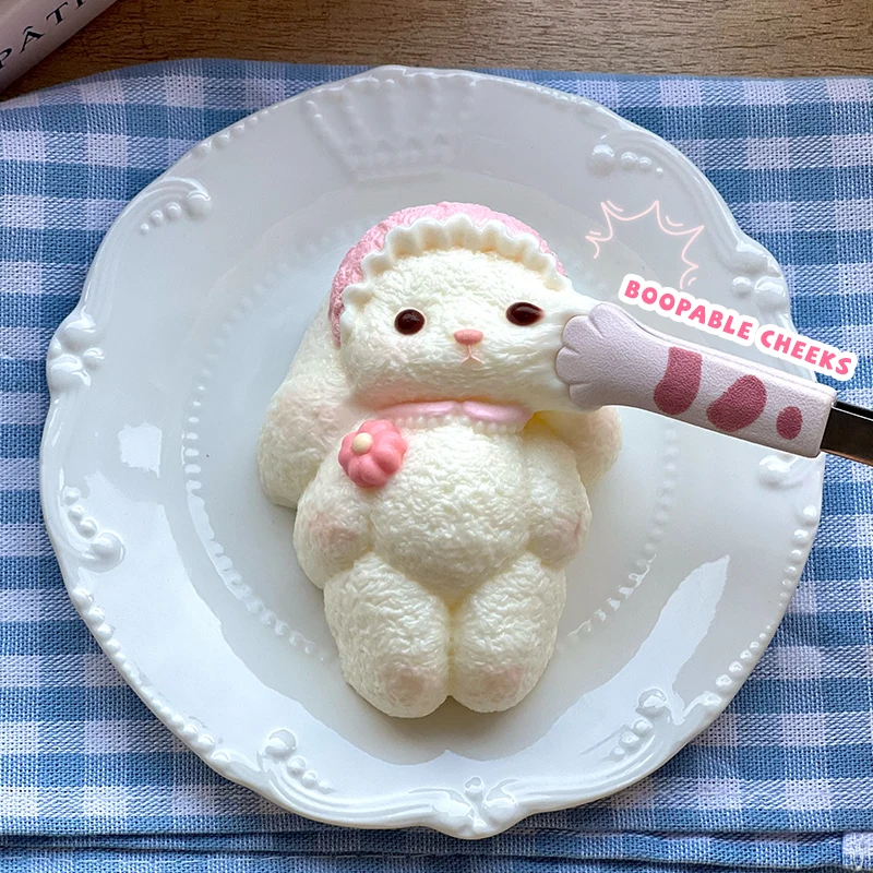 Puffy Bunny Food-grade Silicone Taba Squishy, Office Stress Relief Creamy Soft Handmade Squeeze Toy, Christmas Halloween Gift