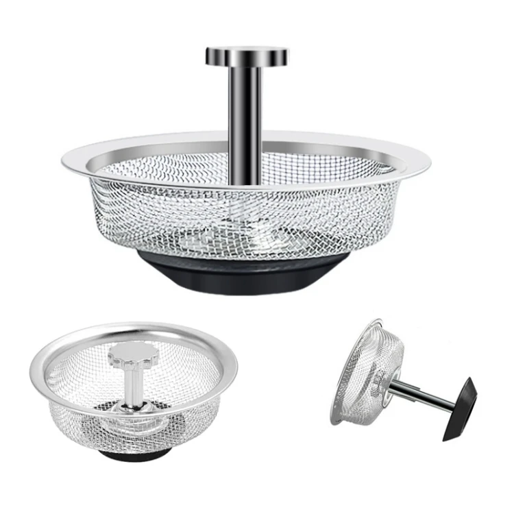 Handle Strainer Plug Stainless Steel Strainer Kitchen Sink Anti Clog Food Debris Catcher Easy To Clean Durable Home Essentials