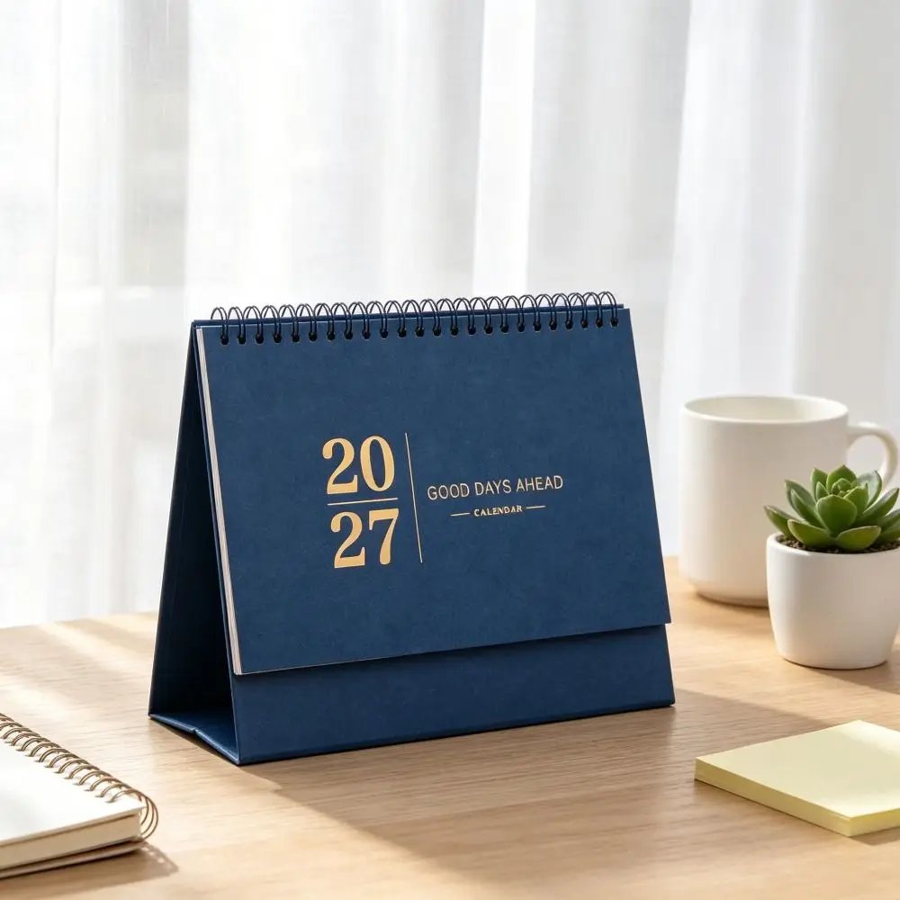 Paper 2027 Desk Calendar Morandi Color Monthly View Standing Table Calendar Desktop Size Spiral Binding Flip Calendar