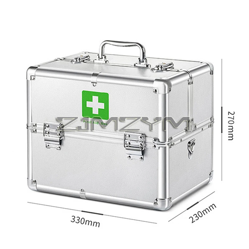 Caja de Medicina de aluminio para el hogar, caja de medicina de emergencia para pacientes externos, almacenamiento médico portátil multicapa de gran capacidad