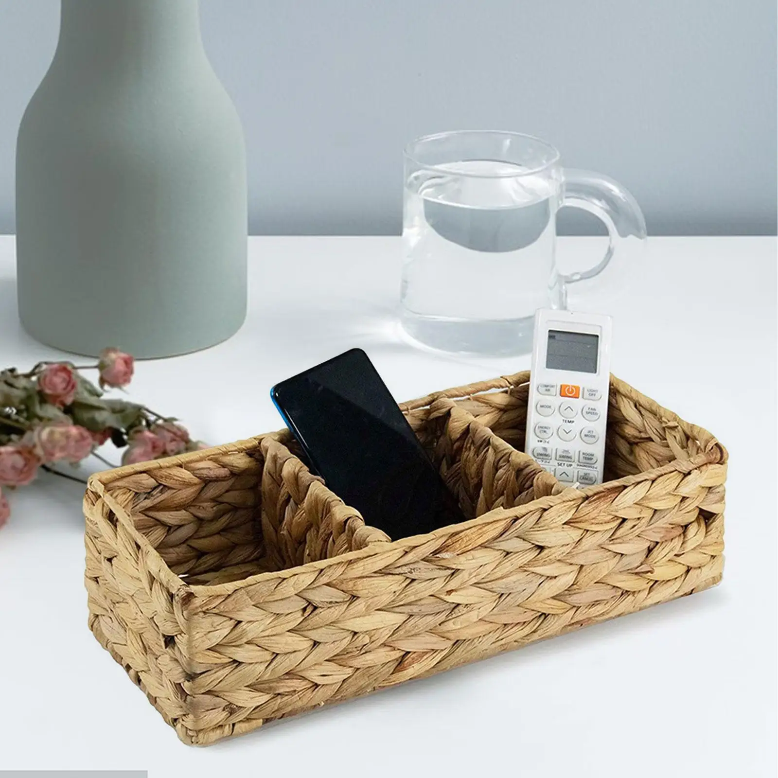 Storage Basket Organizer Straw Weaving Basket for Home Dining Room