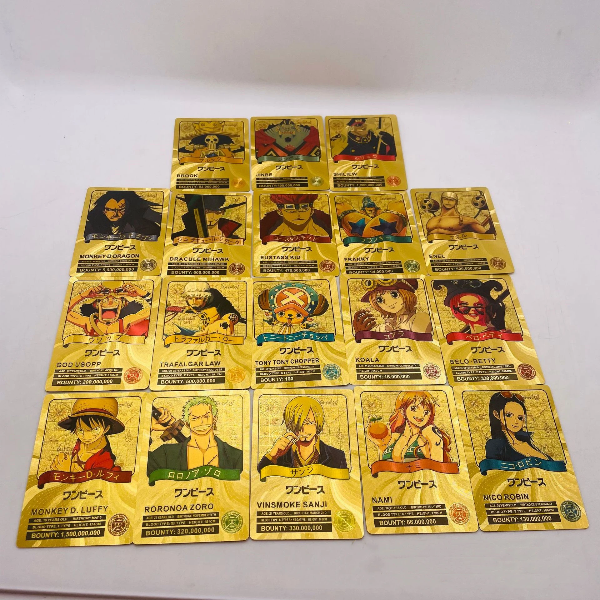 ONE PIECE Gold foil card Anime rufy Zoro Shanks Trading Proxy Collection Card per giocattoli regalo per bambini