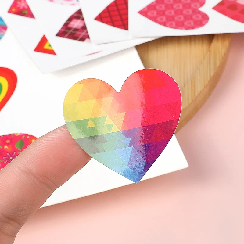

16Sheets Colorful Love Heart Shape Stickers Gift Box bag Packaging Envelope Seal Labels Wedding Valentine's Day Decor Sticker