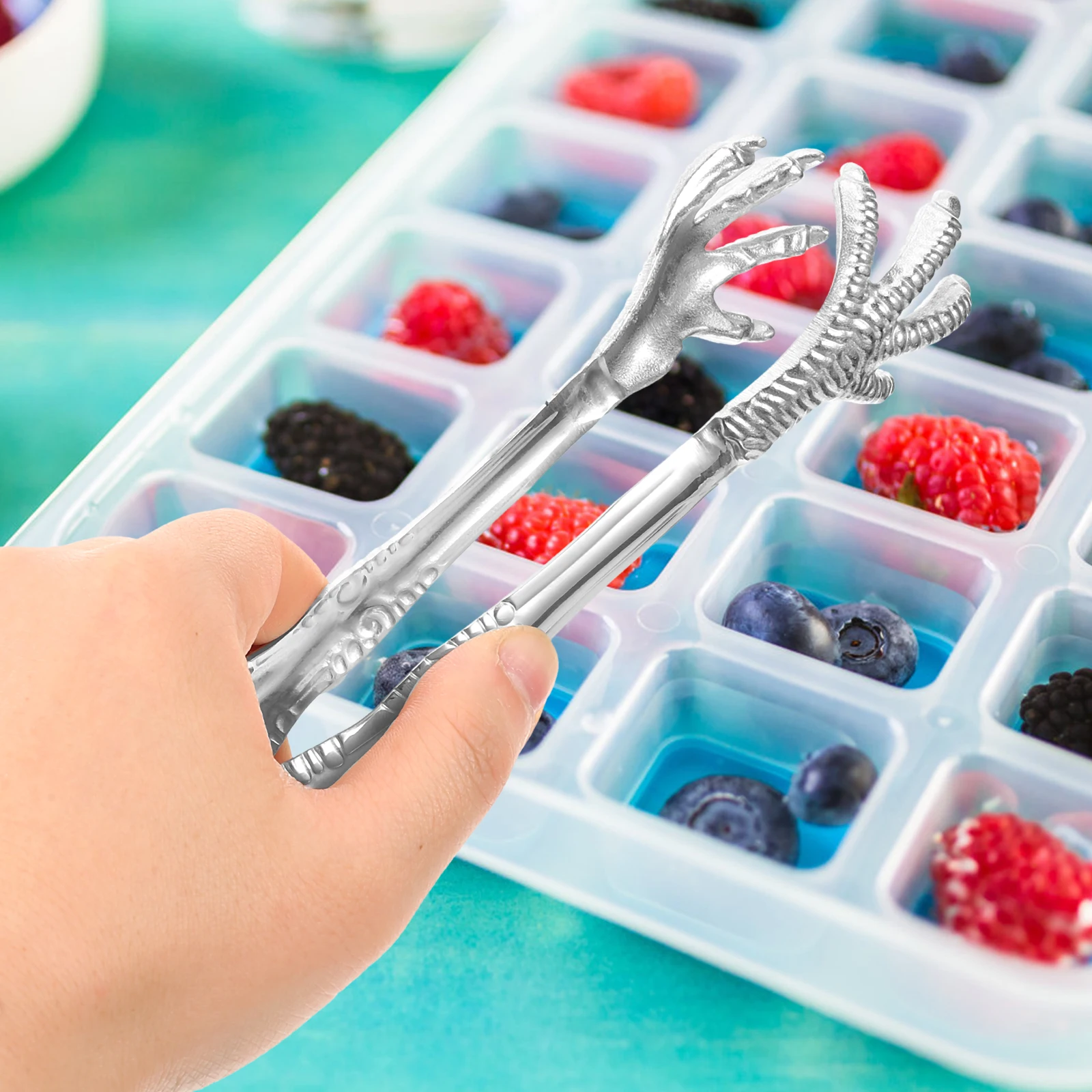 

Ice Ball Tongs Thickened Stainless Steel Kitchen Tool for Food Serving Salad Appetizer Metal Claw Shape