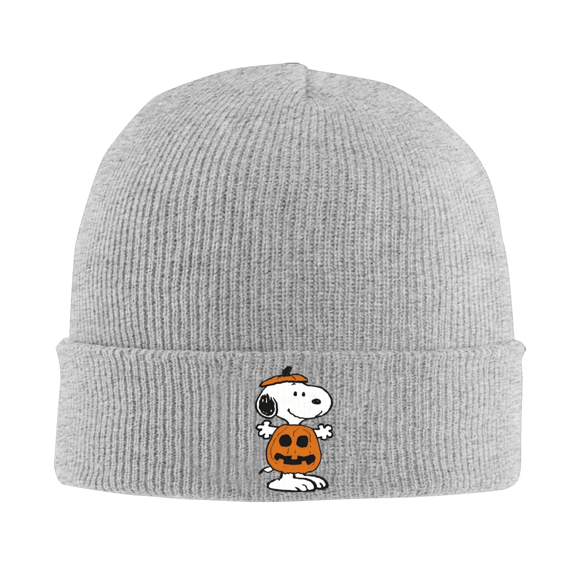 snoopyes halloween pumpkin Trick or treat Merch Warm Rib Knit Cuffed Beanie For Unisex Knitted Caps  Beanies Skullies