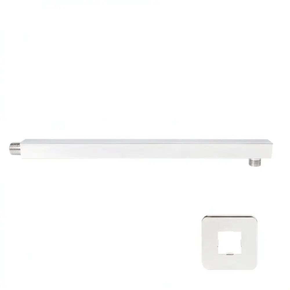 Modern Stainless Steel Square Shower Arm Wall Mounted Rainfall Showerhead Extension Pipe Black Bathroom Part