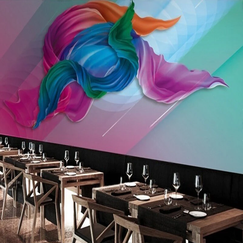 Modern elegant gradient fluid dreamy colorful dynamic floating workwear TV luxurious home decoration background wall