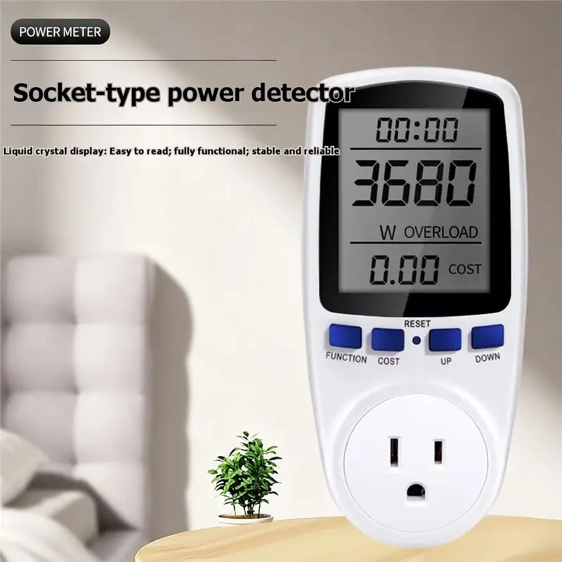 T24C Digital ENERGY Power Meter Wattmeter Socket Kwh Meter Electricity Usage Monitor Voltage Analyzer Wattage US Plug