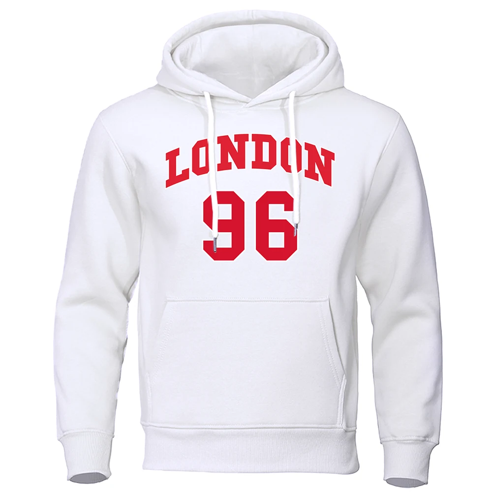 

London 96 British Street City Letters Streetwear Men Oversize Casual Hoodie Crewneck Fleece Warm Pullover Loose Pocket Man Hoody