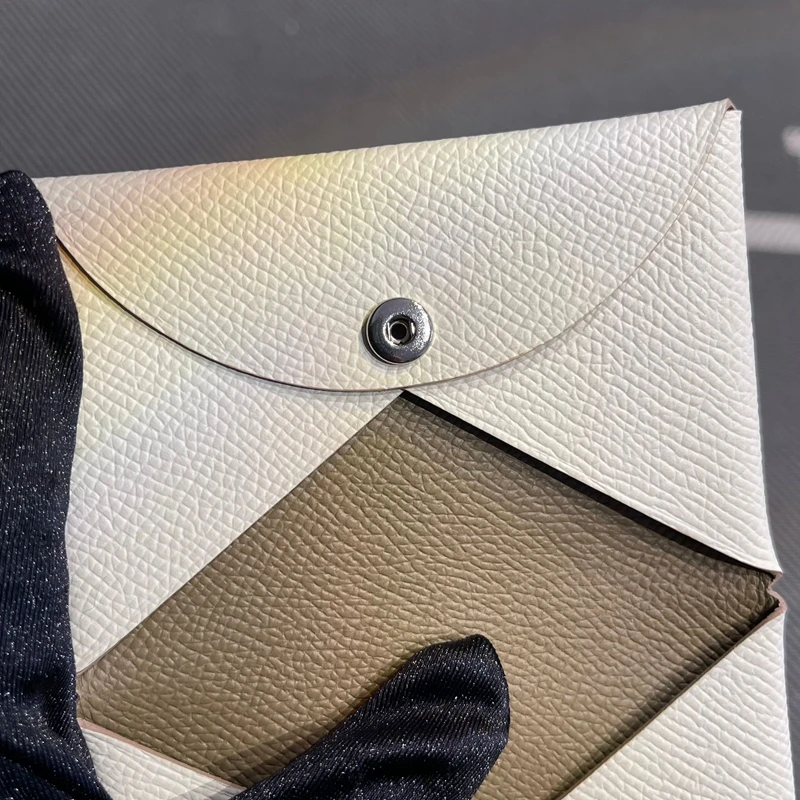 Genuine Leather Key Coin Document Pouches Cowhide Brown And Grey Elephant Grey Milk Tea White Functional  Wallets