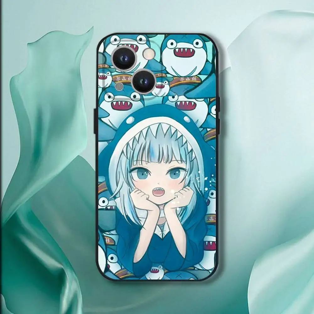 เคสโทรศัพท์ Holive Gawr Gura สำหรับ iPhone 17,16,15,14,13,12,11,Pro,XS,Max,XR,Plus,E,SE4,Mini สีดำแบบนิ่ม