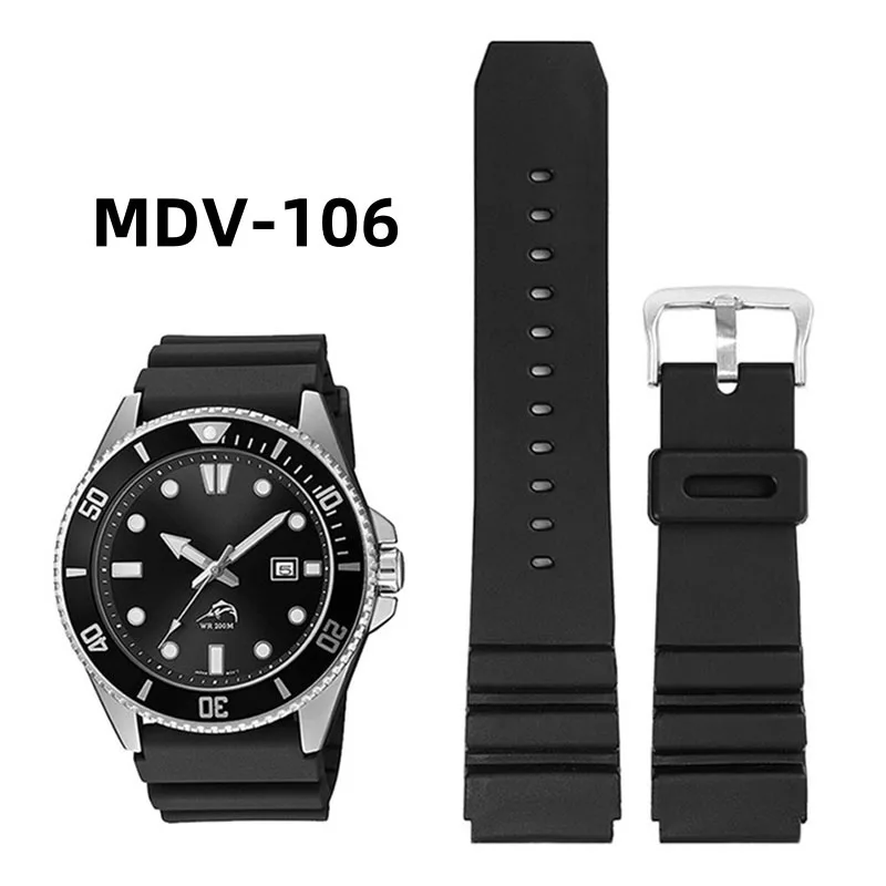 MDV-106 المطاط حزام ساعة اليد ل كاسيو أبو سيف MDV 106 MDV106 MTP-VD01 المياه شبح المحيط القلب 22 مللي متر مقاوم للماء الرياضة حزام الساعات #1