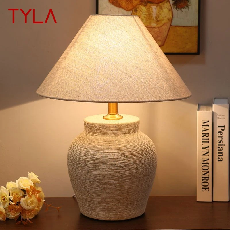 

TYLA Nordic Ceramic Table Lamp Modern Art Living Room Bedroom Study Villa LED Originality Desk Light