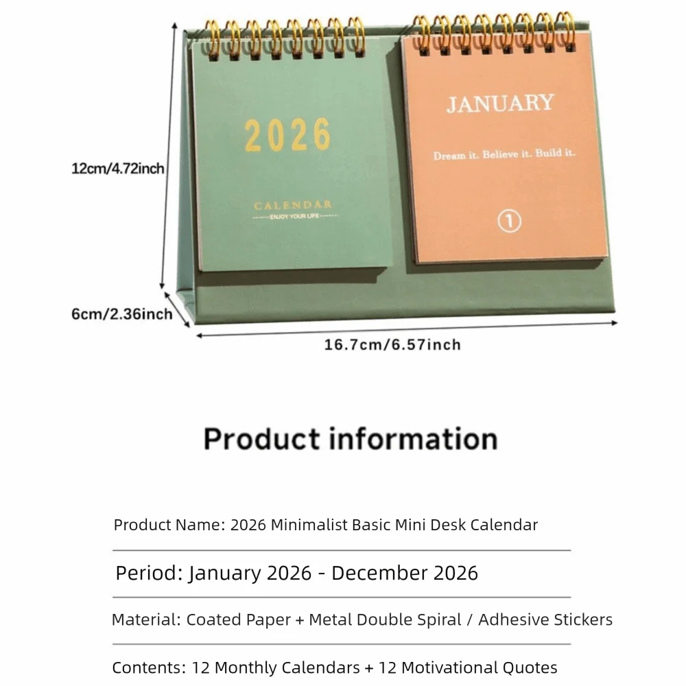 Cartoon Coil 2026 Desk Calendar Double Row Desktop Decoration Mini Calendar Portable Schedule Planner Gifts