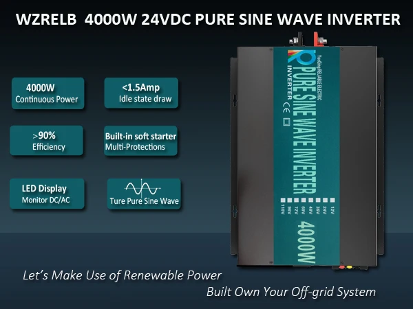 Solar Panel Power Micro Inverter 12V 120V 5000W Off Grid Pure Sine Wave Generator 24V 36V DC to 110V 220V 230V 240V AC Converter