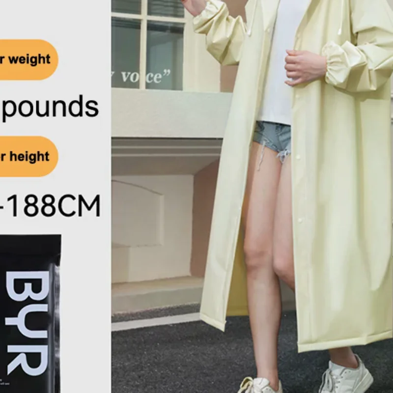 Outdoor Hiking Travel Portable Thickened Long Jumpsuit Raincoat Non Disposable Adult Raincoat EVA Wear-resistant Camping