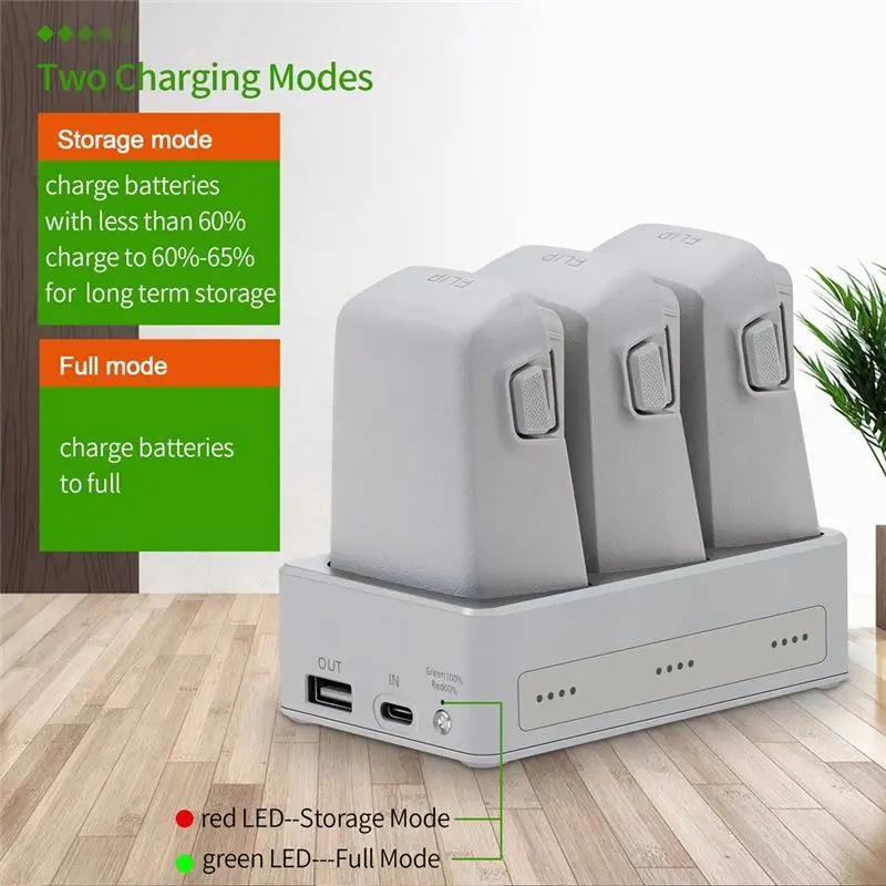 B92B Three-Way Charging Hub for DJI Flip, Power Bank Battery Station for DJI Flip Drone Accessories, Grey