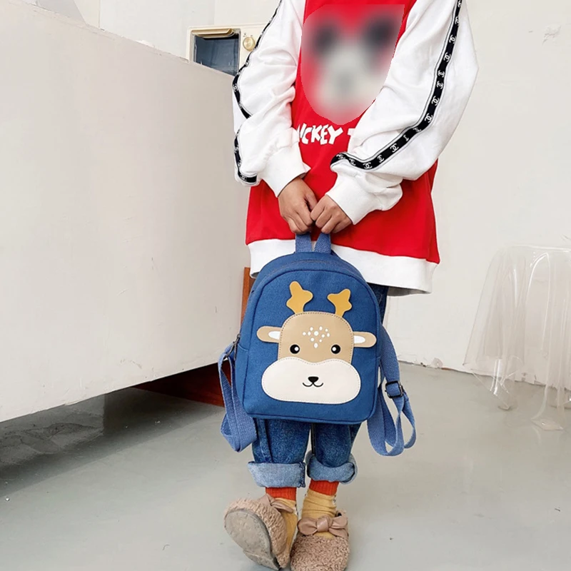 Cartoon Kindergarten Schoolbag Boys and Girls Baby Cute Backpack Fashion Color Contrast Canvas Children's Backpack for 2-5 Y