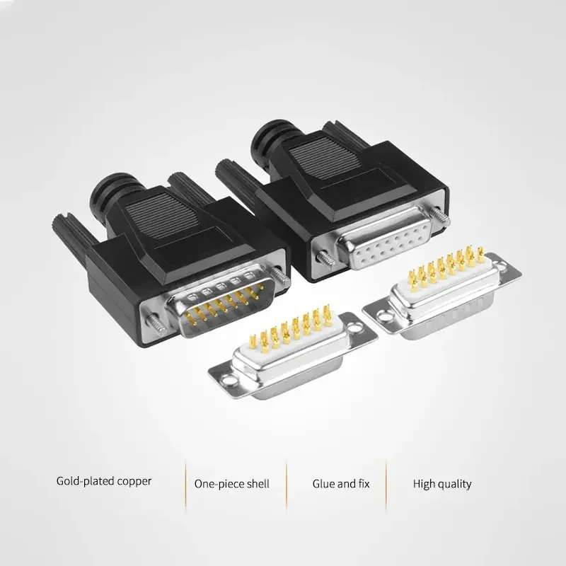 DB15 Male Female Connector Adapter 15pin DIY 2-Row Soldering RS232 Serial Port Header Plug Industrial 15 Pin Cable Connectors