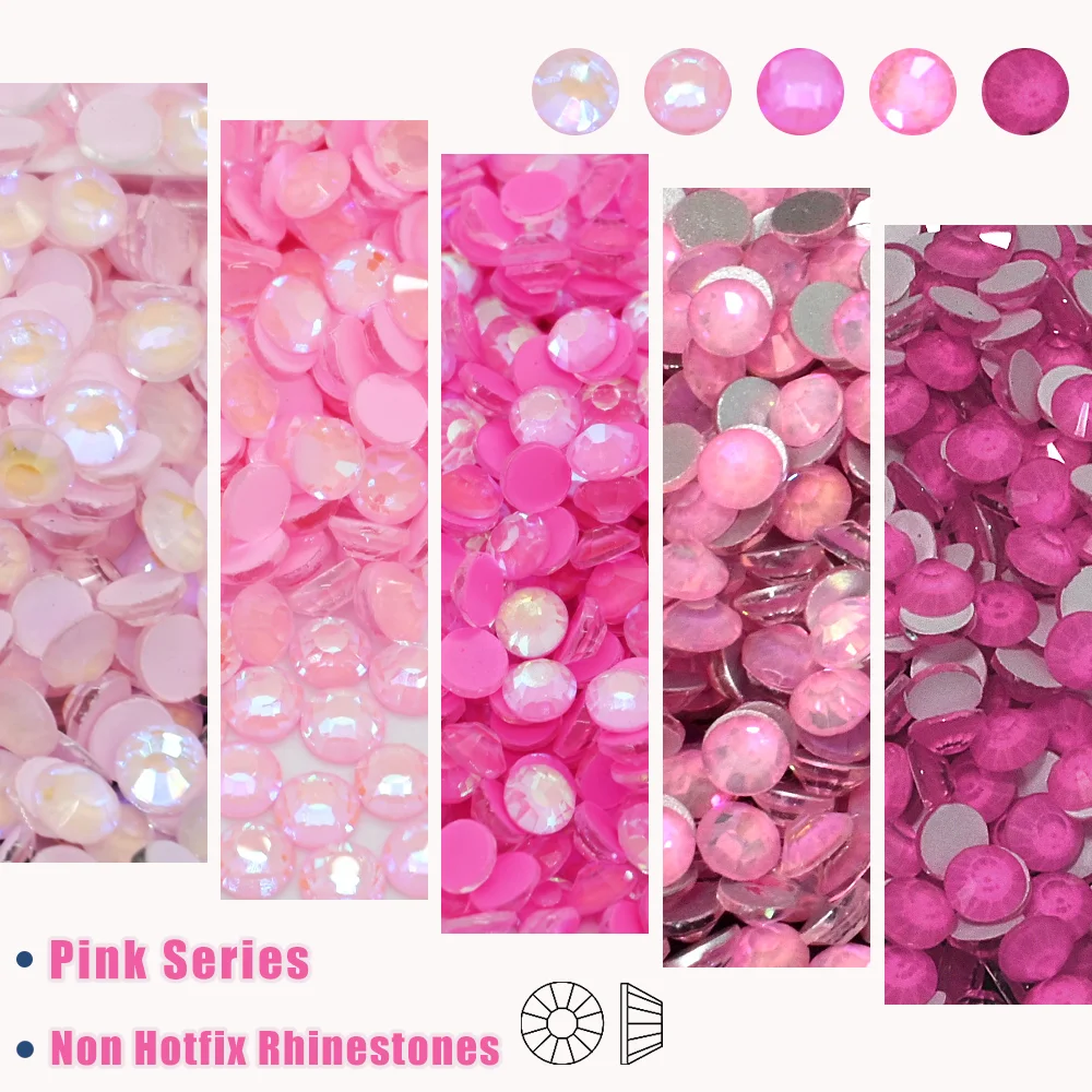 Hot Pink Neon Colors SS6-SS30 Non Hotfix Rhinestones Glitter Glass Neon AB Flatback Crystal for DIY Crafts Nails Stones