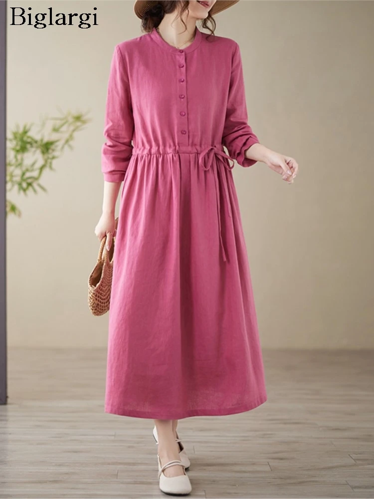 

Oversized Spring Autumn Long A-Line Dress Women Long Sleeve Fashion Ruffle Ladies Dresses Loose Pleated Casual Woman Dress