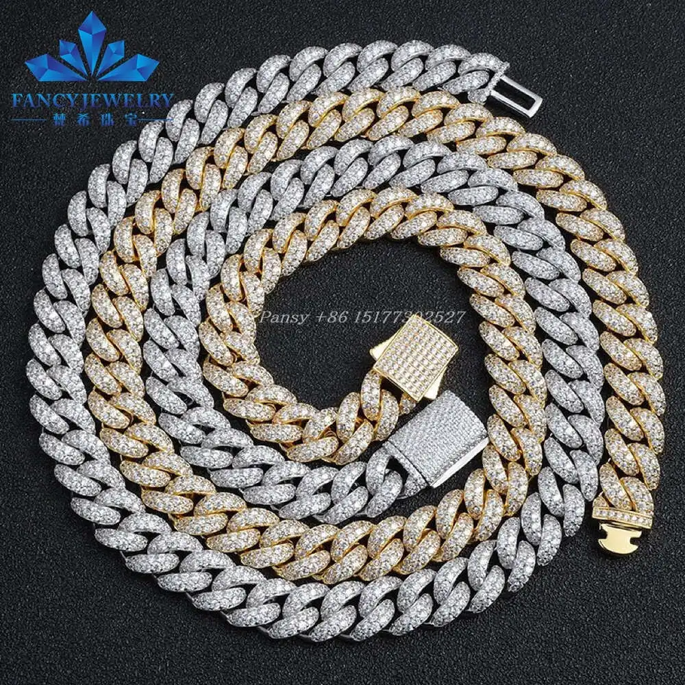 Zuanfu Jewelry Gra Certified 925 Sterling Silver Vvs Moissanite Cuban Link Chain