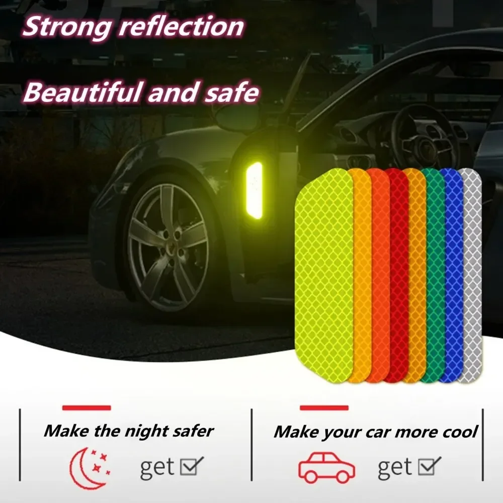 4 PCs Auto Tür Aufkleber Sicherheit Öffnung Warnung Reflektor Band Aufkleber Auto Auto Zubehör Außen Innen Reflektor Aufkleber