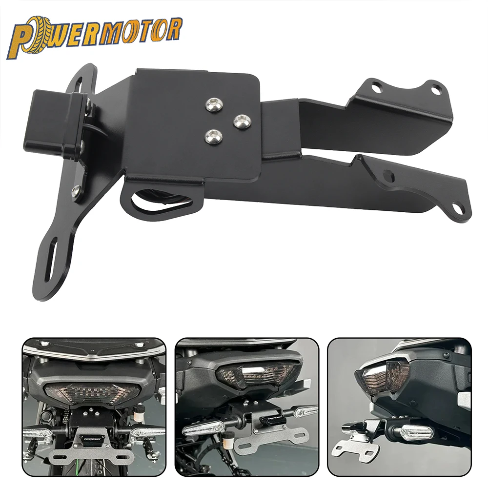 

Motorcycle License Plate Holder LED Light Tail Fender Accessories For YAMAHA MT09 MT-09 Tracer 900 900GT FJ09 2015-2024