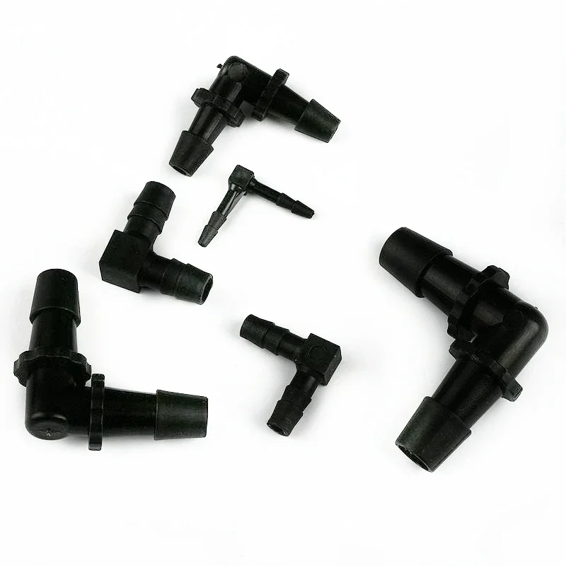 5~50PCS 2.4~11.1mm Black PE Aquarium Tank Equal Elbow Connectors Garden Irrigation Water Pipe Adapter Air Pump Hose Pagoda Joint