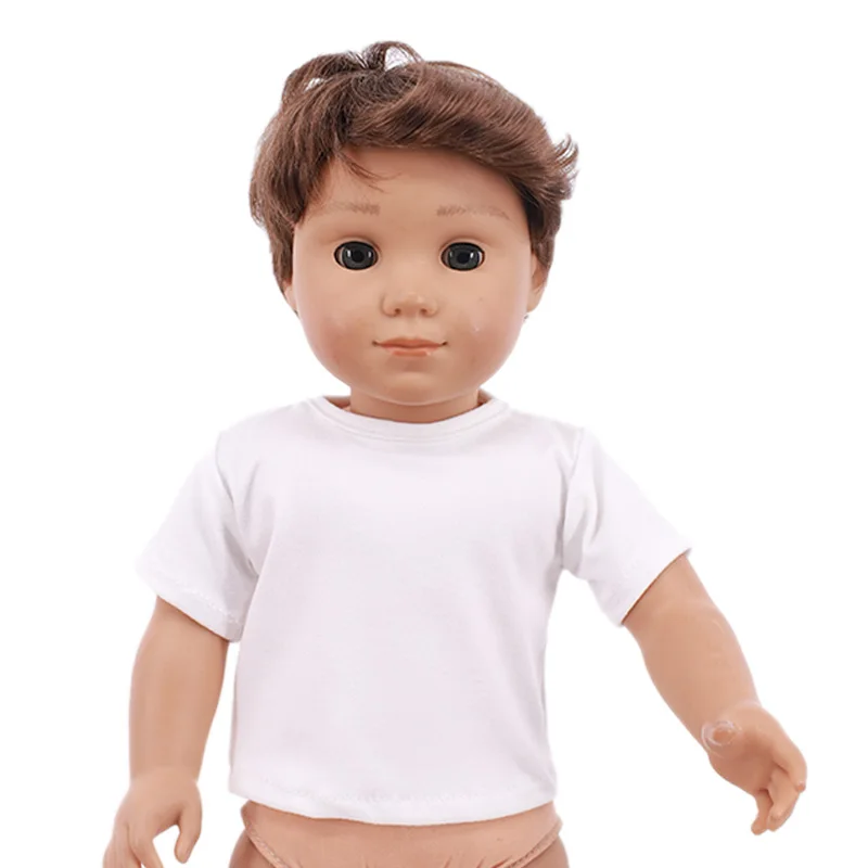เสื้อผ้าตุ๊กตาเสื้อยืดฤดูร้อนผ้าฝ้ายแท้แขนสั้นทำด้วยมือสีทึบเสื้อผ้าสำหรับ 16-18 นิ้ว, 43 ซม.ตุ๊กตาเด็ก DIY ของเล่นของขวัญ