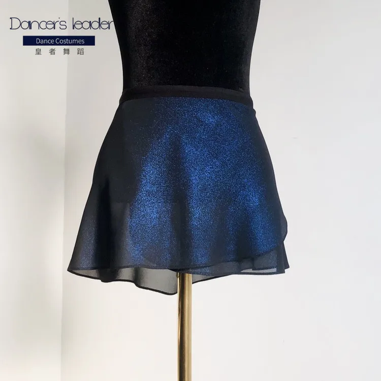 Ballet Short Skirt Gilding Glittering Blue Black Women's Dance Skirt Gymnastics Practice Skirt Adult Ballet Lyric Skirt