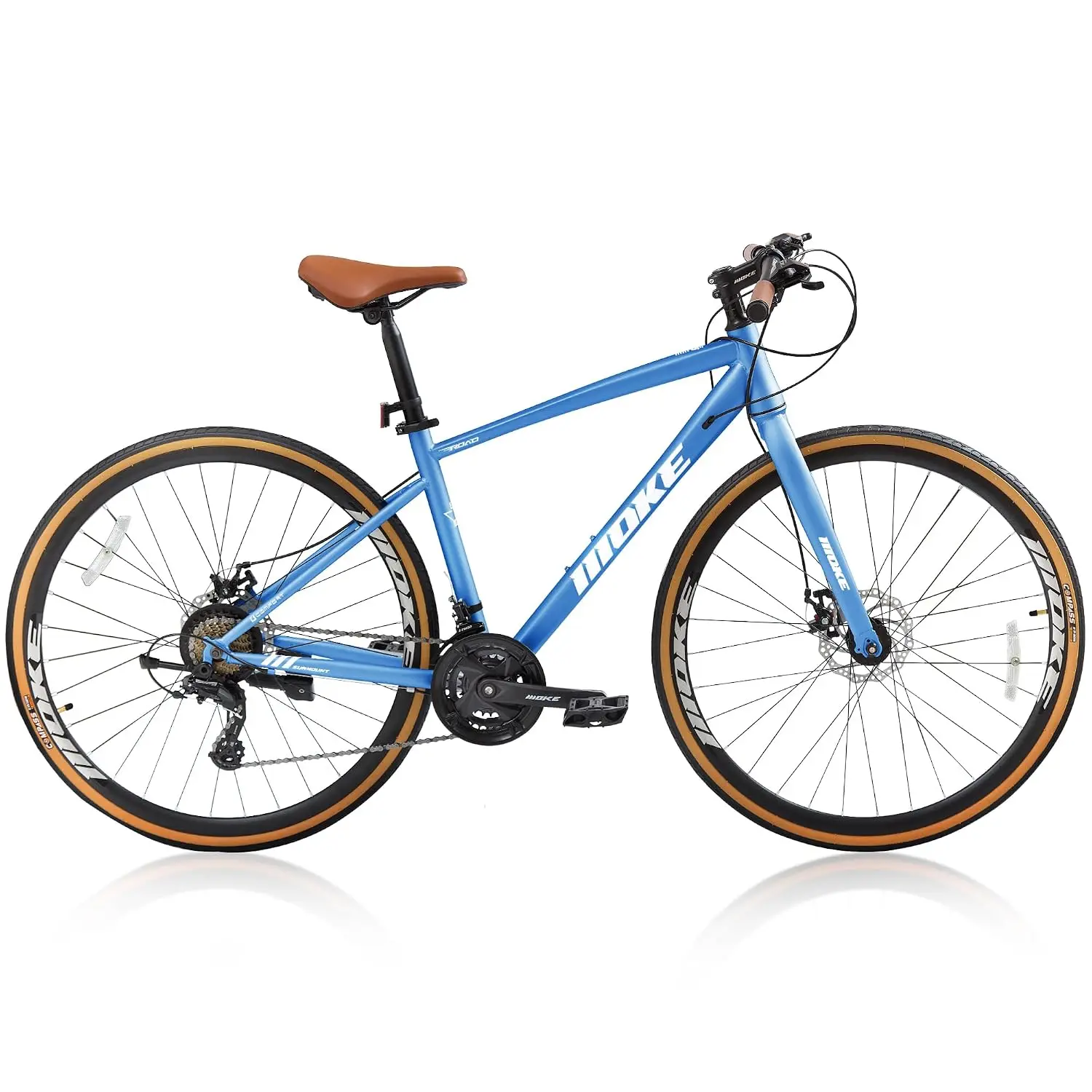 Hybrid Bike, 24-Speed 700C Wheel Hybrid Bicycle with Dual Disc Brakes, Trigger Shifting, Internal Wiring Frame, Lightweight City