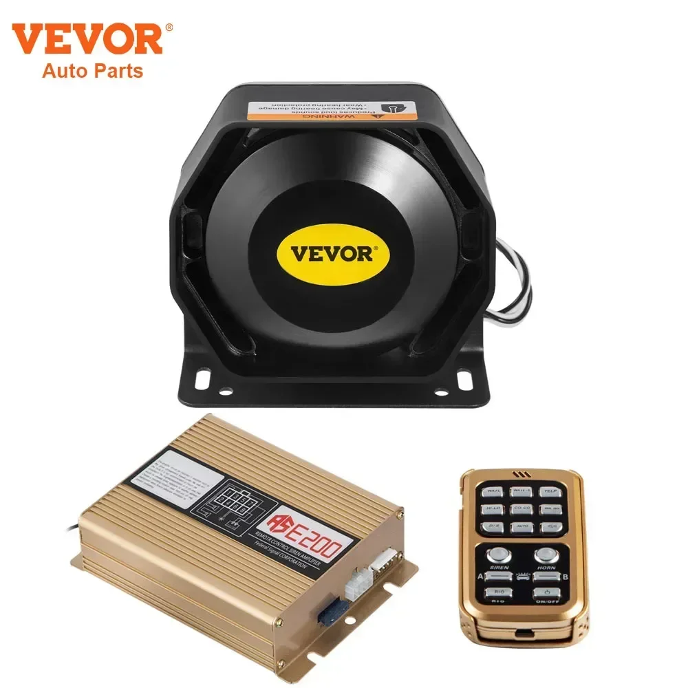 VEVOR 200W 8 Sound Loud Car Warning Police Fire Emergency Alarm Fire Siren 1 Horn PA Speaker MIC System Vehicle Siren Car Alarm