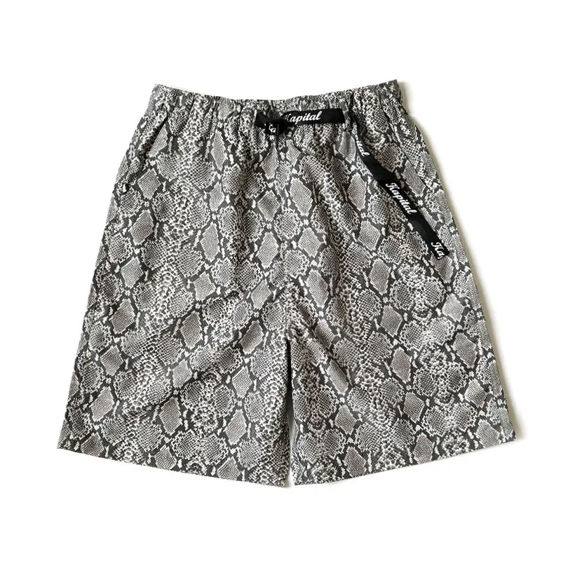 

ex Loose Fit Breathable Snake Print Casual orts KAPITAL Flat Field ro Japanese Sle Summer Leisure Pants for Youth