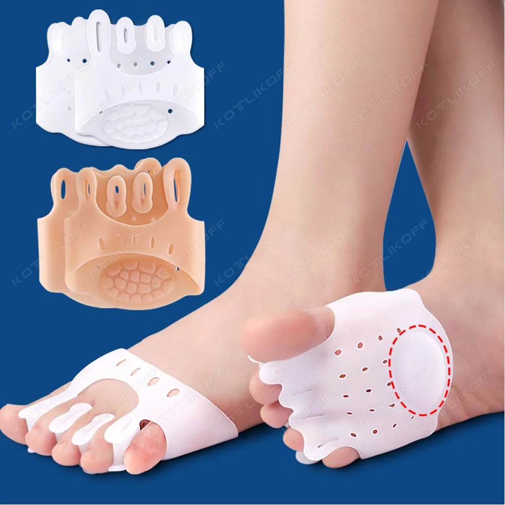 

Silicone Gel Forefoot Pads Invisible Footpad Half Palm Five-finger Open Toe Socks Relieve Foot Pain Metatarsal Support Insert