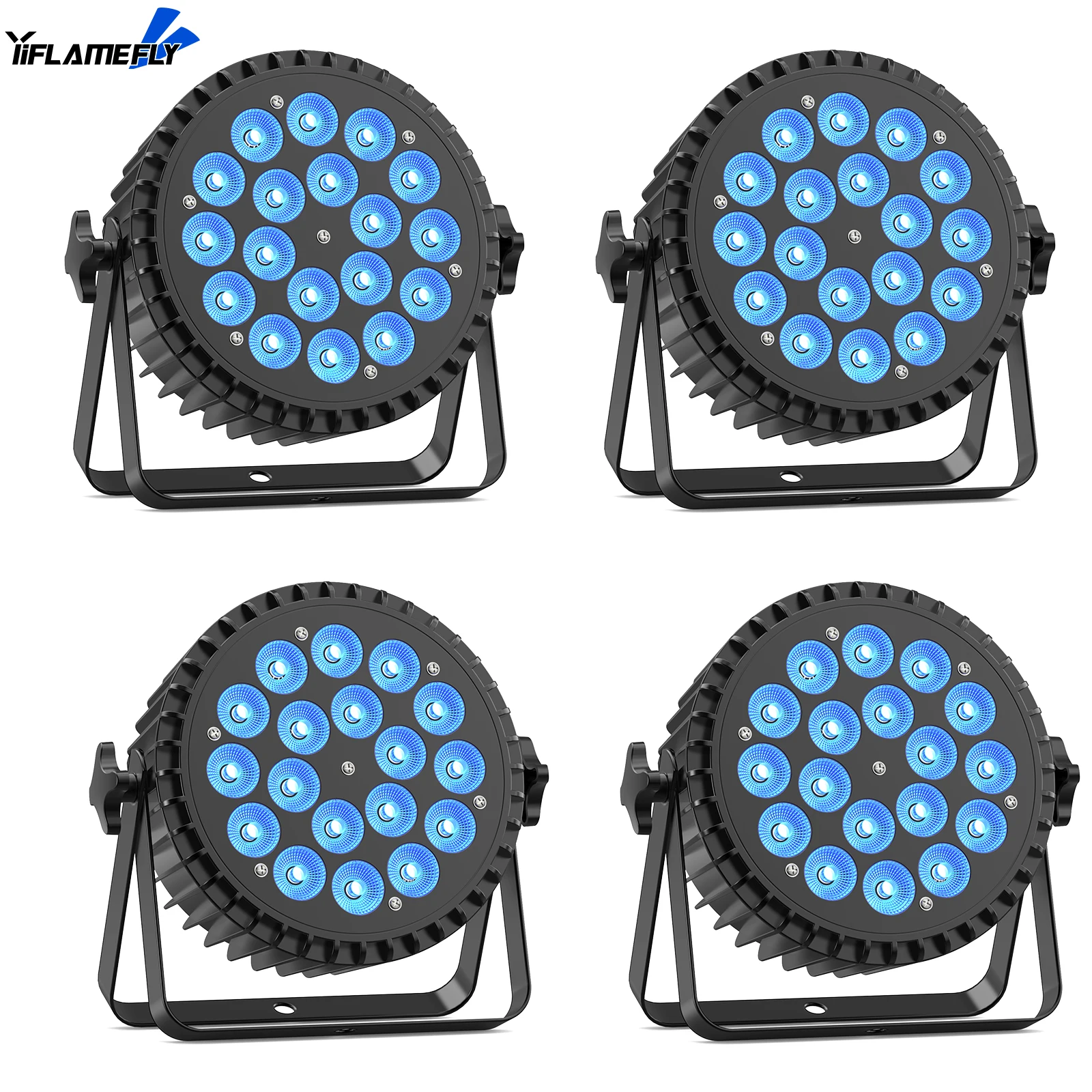

Yiflamefly 4 шт. 180 Вт 18 светодиодный светильник Par Stage RGBW Disco Light для вечеринок с управлением DMX512 светодиодный прожектор для вечеринки, клуба, бара, свадьбы