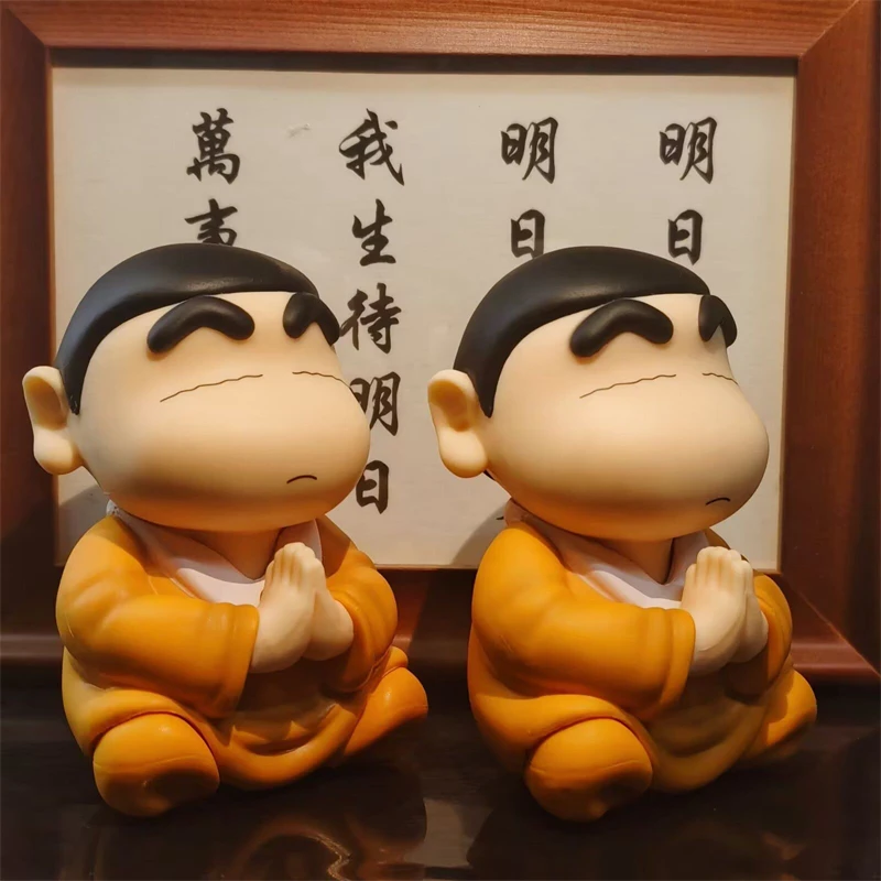 8cm Crayon Shin Chan Cos Buddha Good Luck Compassion Action Figure Funny Kawaii Doll PVC Model Toys Collection Children Gifts view 3