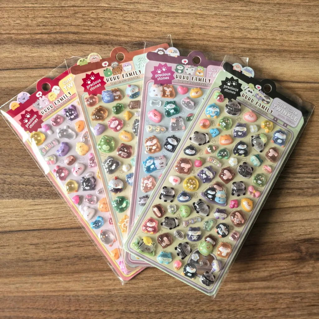 4 Pcs Kawaii 3D Embossed Cartoon Animal Stickers Kids’ DIY Decor for Phones Tablets Pencil Cases BulingBulingStickers Store