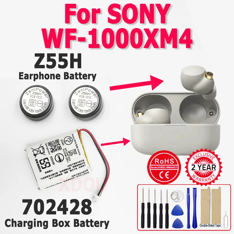 

Совершенно новый аккумулятор высокого качества Z55H 3,85 В 70 мАч для SONY WF-1000XM4, Bluetooth-наушники, гарнитура, аккумулятор + бесплатные инструменты