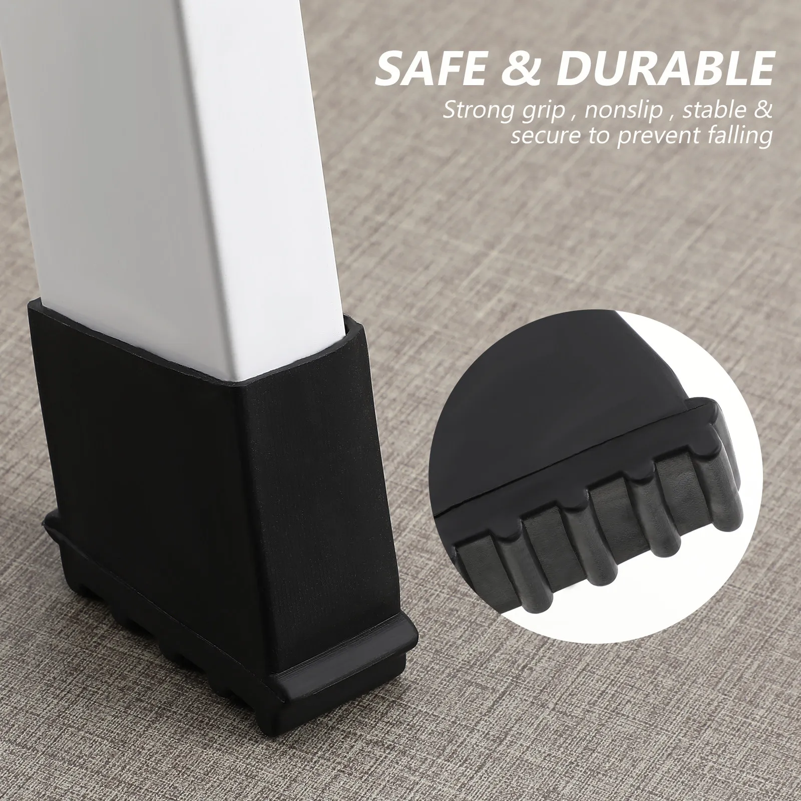 4Pcs Reinforced Ladder Feet Covers Wear Resistant Rubber Non-Slip Ladder Leg Pads Thick Bottom Stability Enhancer for All