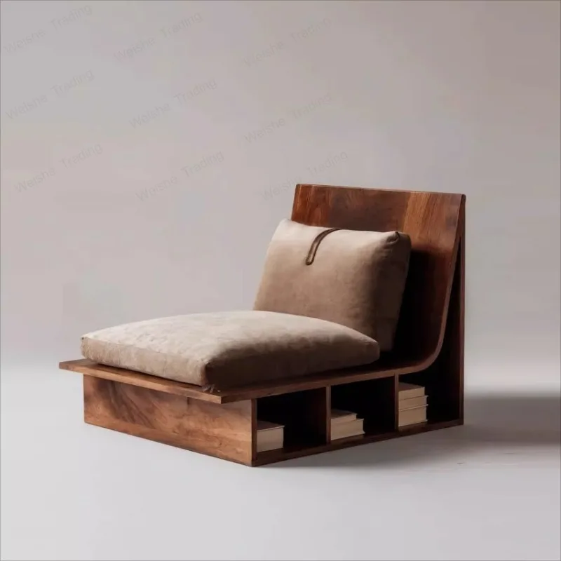 

Nordic modern solid wood sofa chair single living room storage chair designer light luxury high-end reading chair