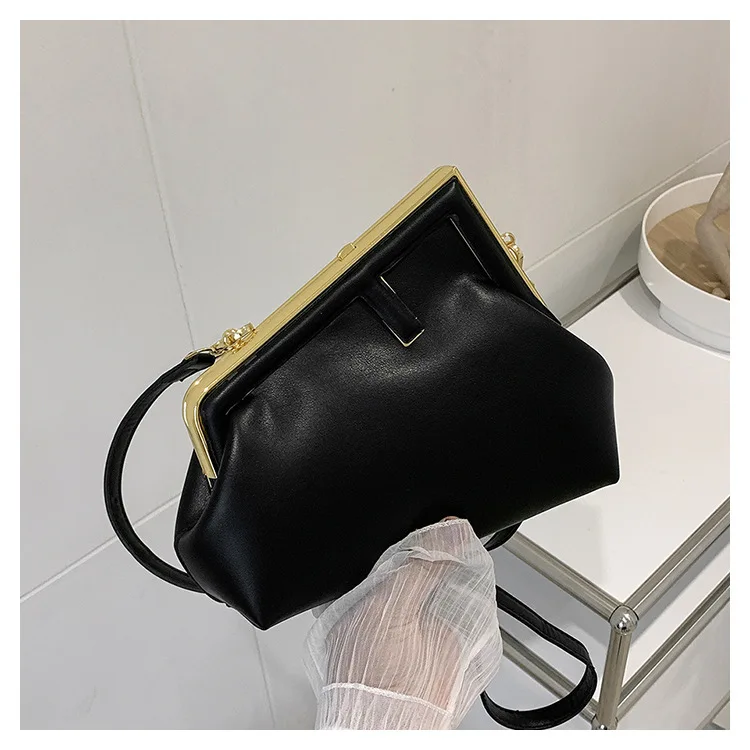 Lawaia Black Crossbody Bags for Women Trendy Purse PU 1PC Sling Bag Crossbody Bags Metal Frame Shoulder Bag