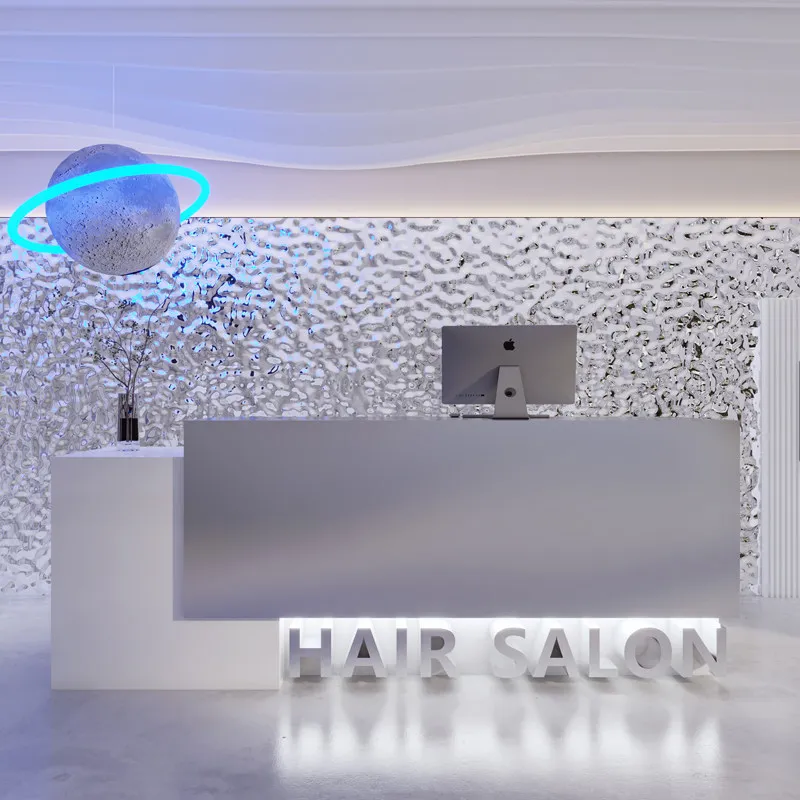 CX simple modern clothing store barber shop checkout page counter Internet celebrity stainless steel bar