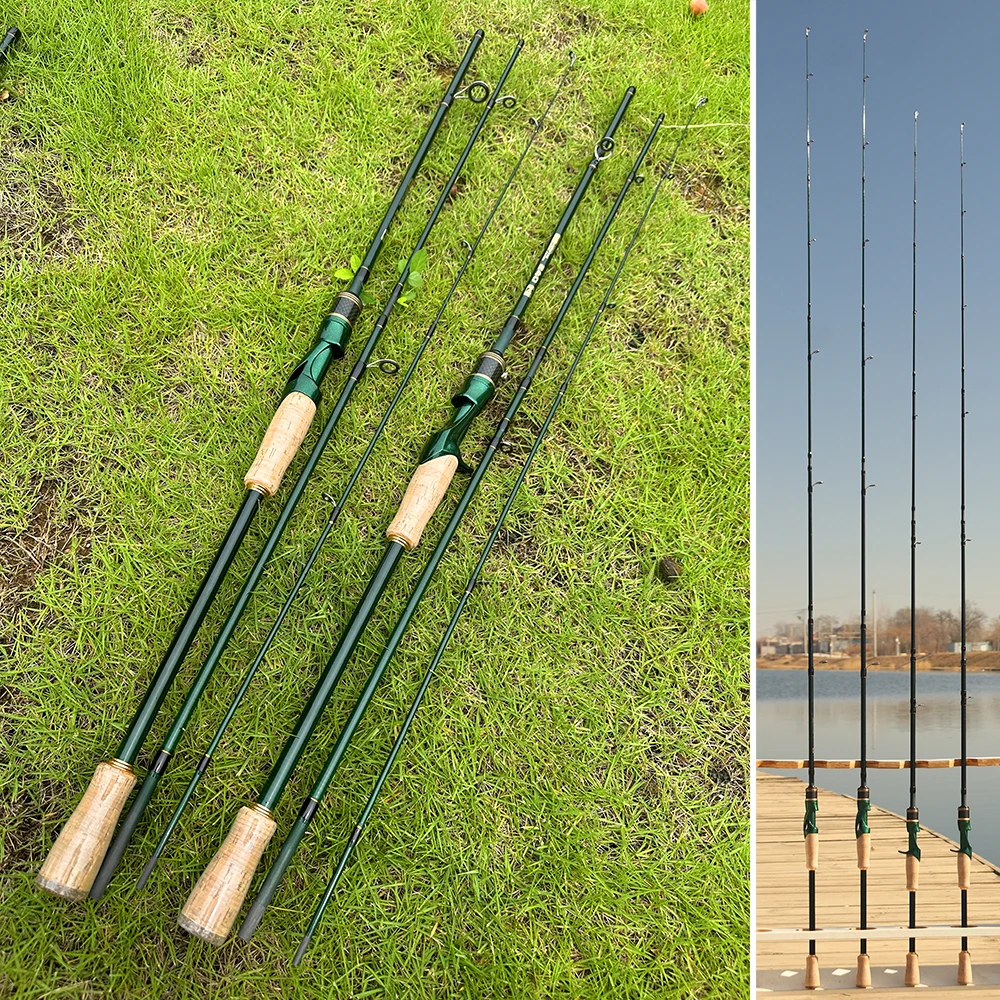 2.4/2.1m Carbon Casting Spinning Lure Fishing Rod ML Solid Tip Ultralight Trout Jigging Pole 6 Sections Trout Pike Fishing - view 6