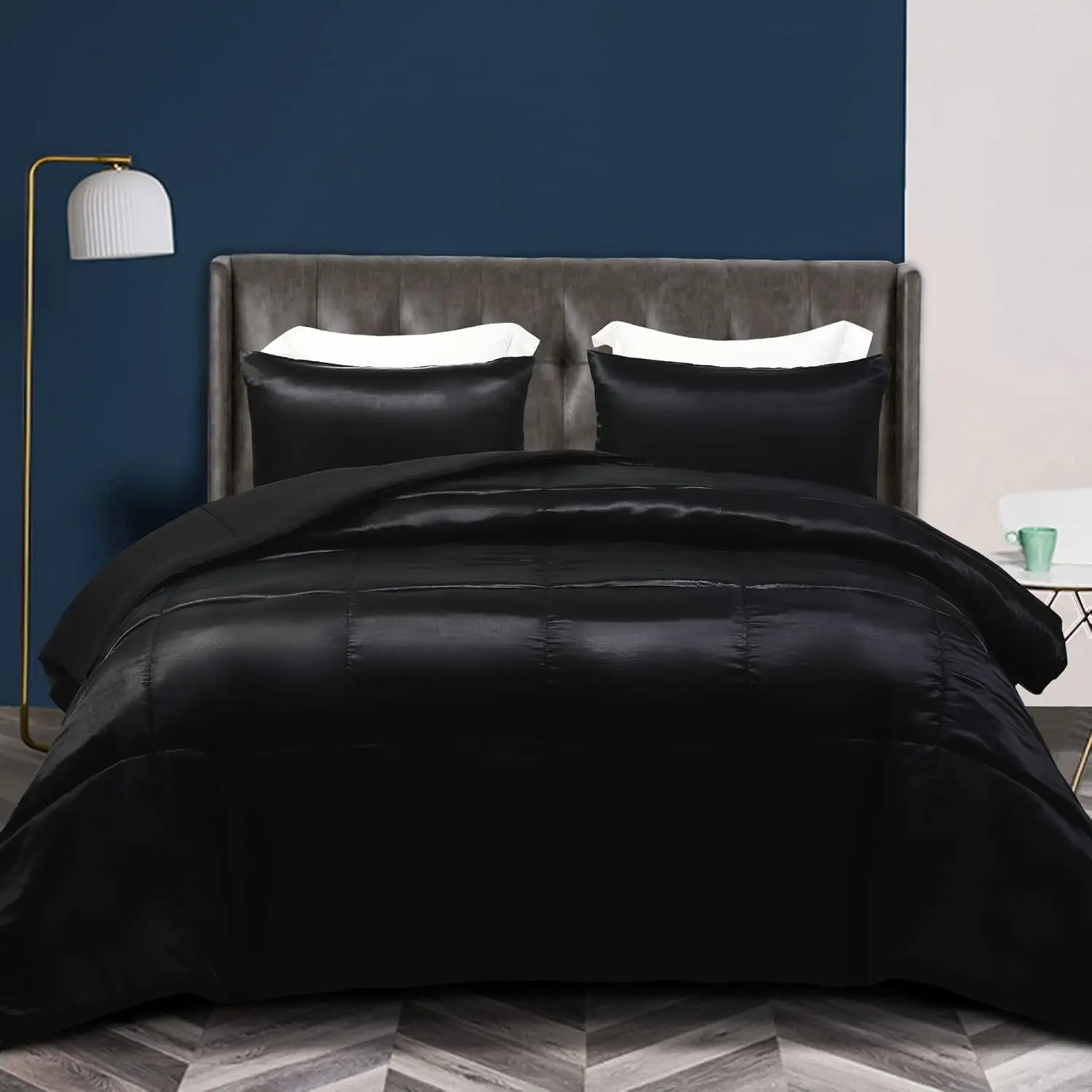 

Двусторонний комплект одеял King Size с сатиновыми наволочками, легкое всесезонное постельное белье черного цвета