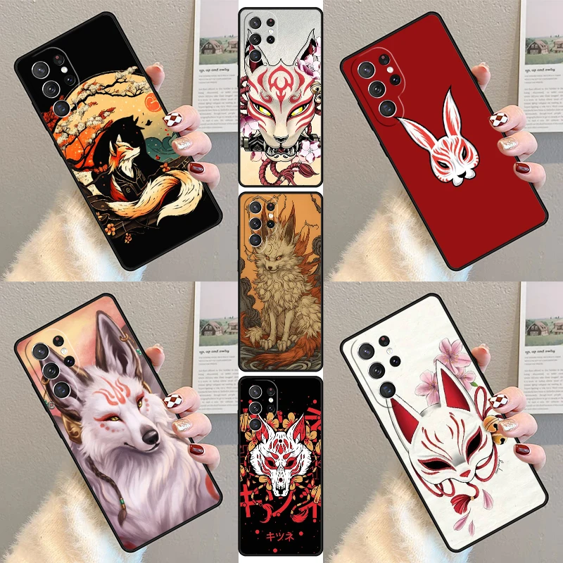 

Kitsune Fox Japanese Art Phone Case For Samsung Galaxy S25 S23 S30 S21 S20 FE S24 S22 Ultra Note 10 20 Plus Silicone Cover lite