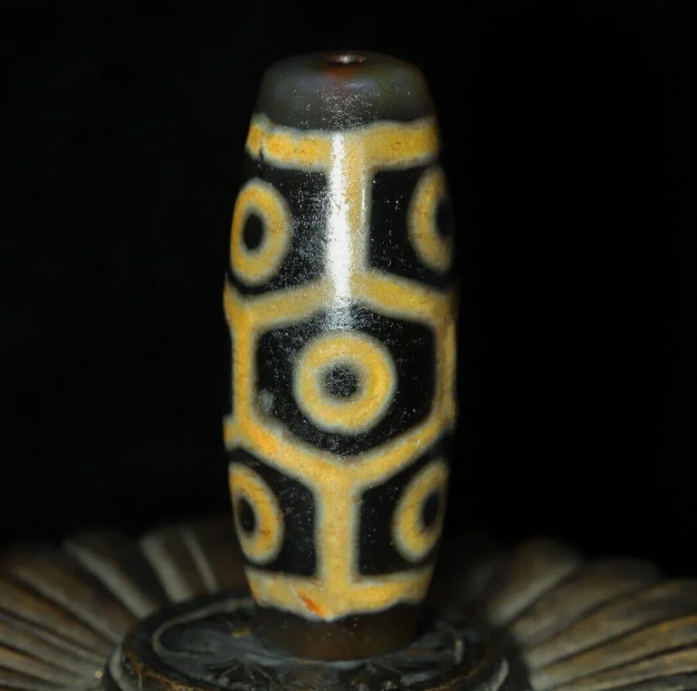 Ancient Tibetan DZI Beads Old Agate Longevity 9 Eye Totem Amulet Pendant #2596