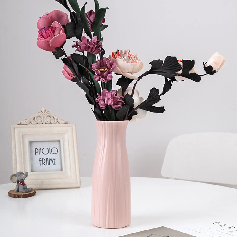 Nordic Flower Vase Minimalist Style Solid Color Plastic Pot Decoration Home Desk Plant Wedding Table Contain Arrangement