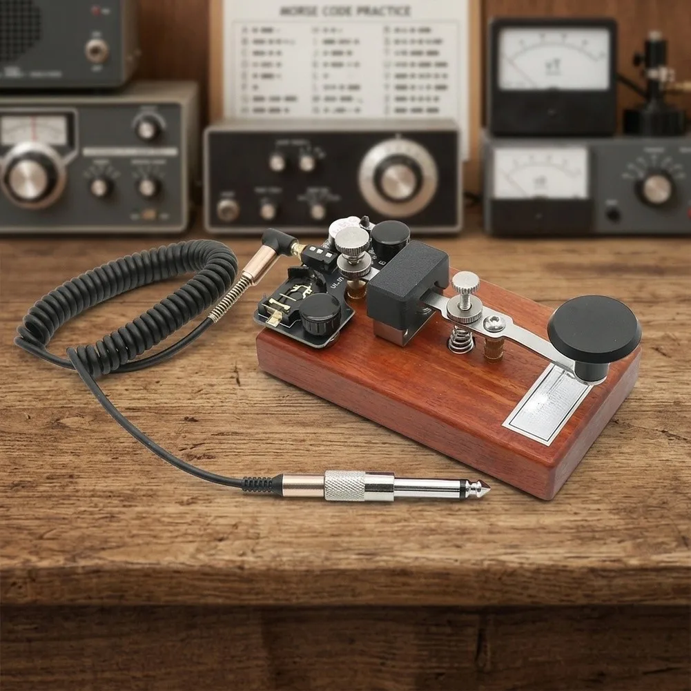 For K-8 Telegraph Practice For Key for Morse Code Featuring Rosewood Base and Synchronized Sound Light Signals
