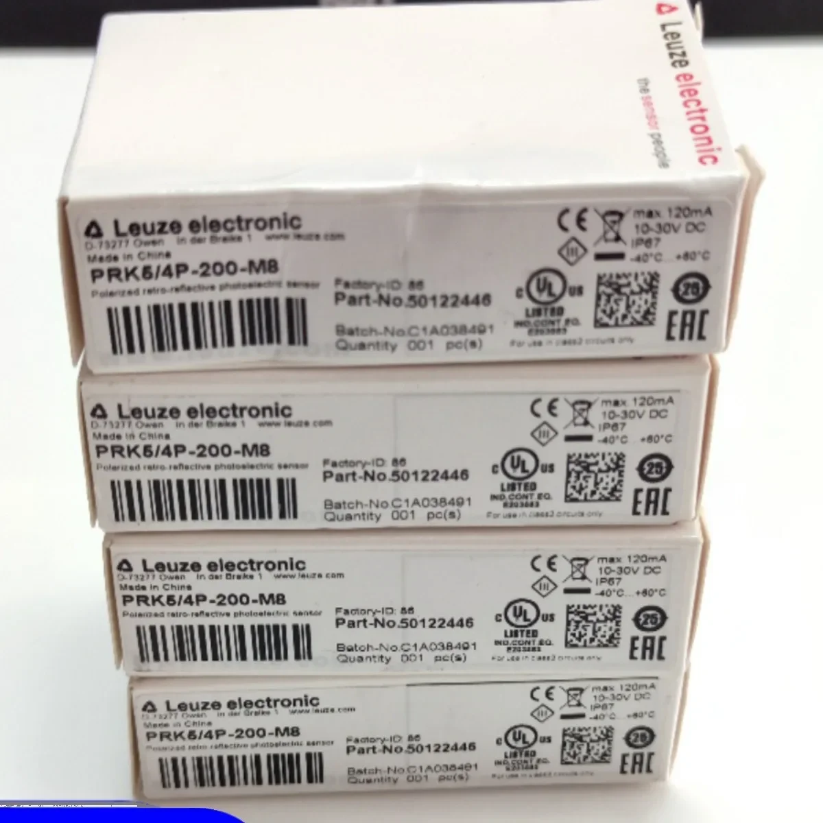 2026 50122446 PRK5/4P-200-M8 German LEUZE Mirror Reflection Sensor Ten Compensations For One Fake